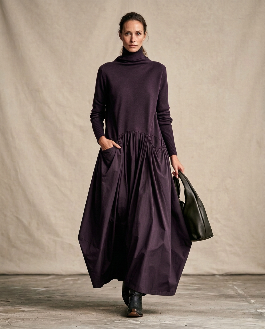 Vestido Oversize Lorenza - Morado Oscuro