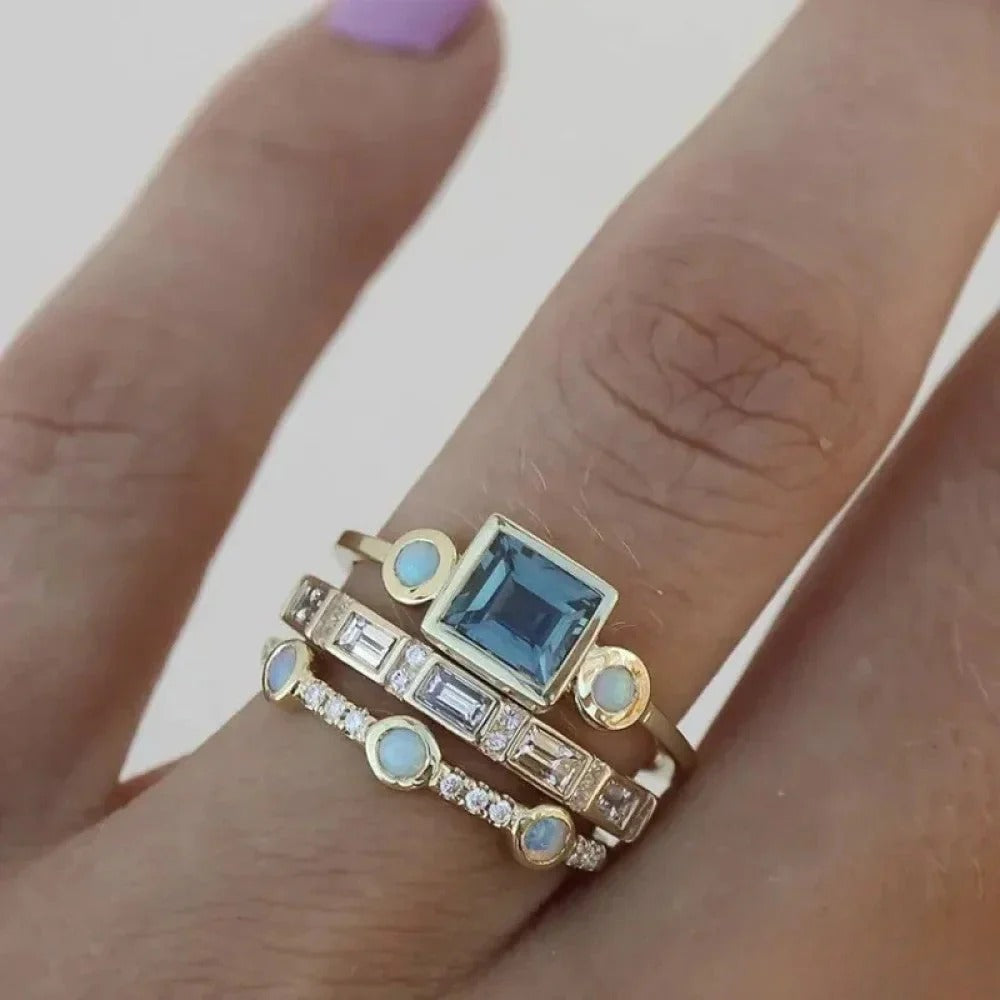 Anillo Retro Azul Celeste™